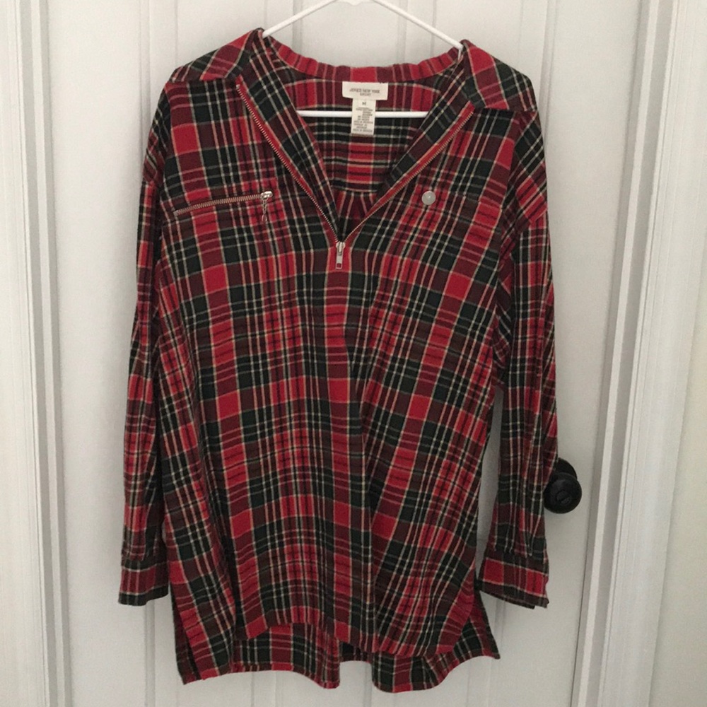 Jones New York flannel tunic top